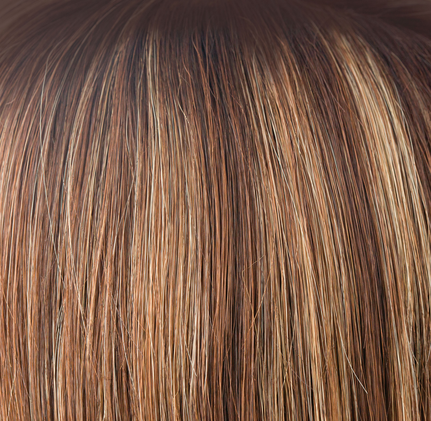 Auburn Sugar-R  -  A dark brown rooted auburn base flowing into beautiful slices of gold and cherry blond. Auburn Sugar-R has the fine smoky blond highlights and tones of copper dance throughout this very posh, pretty color.