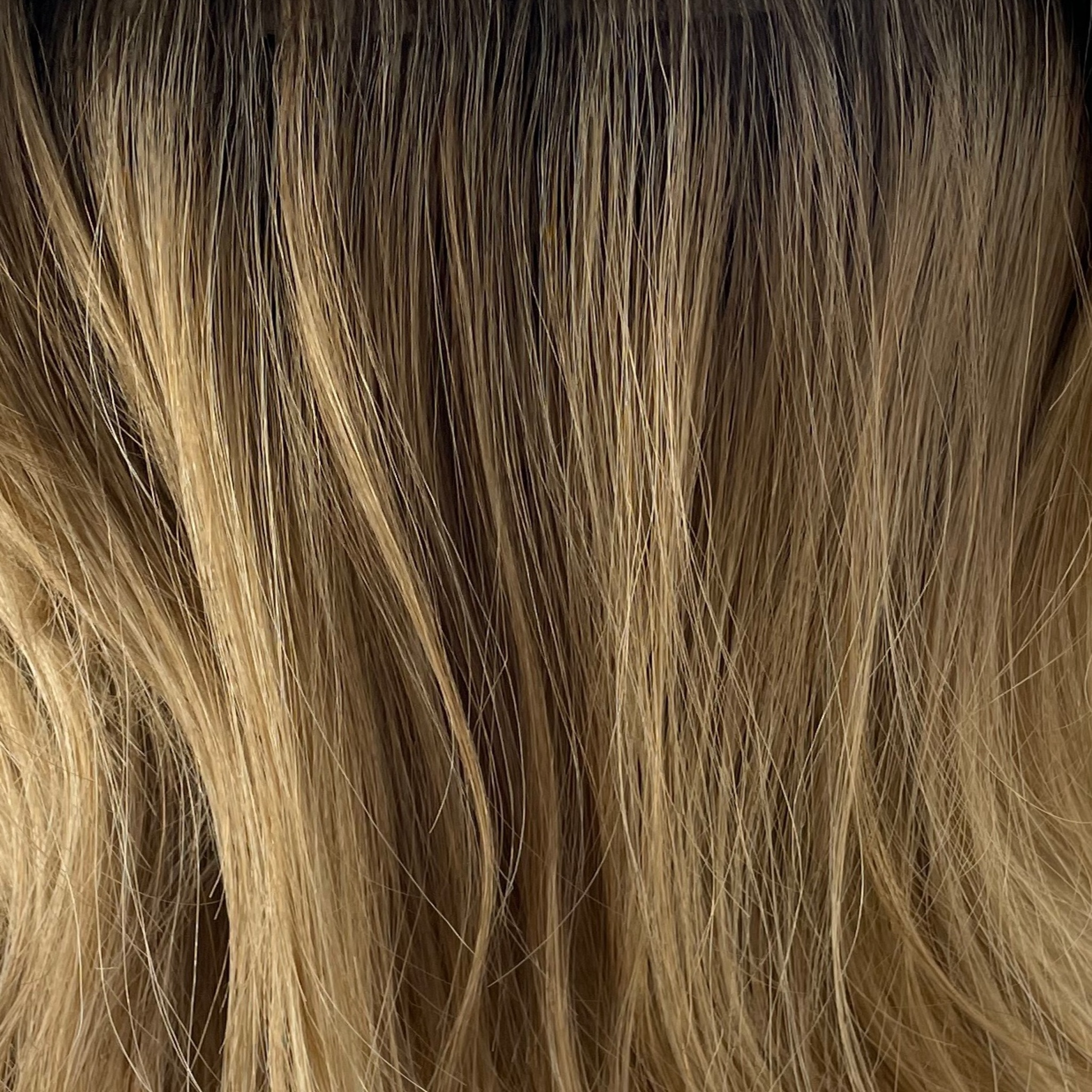 Desert Sand-R  -  A natural blend of warm rich blond and cool light blond with a medium brown root. This fabulous combination creates a beautiful look.