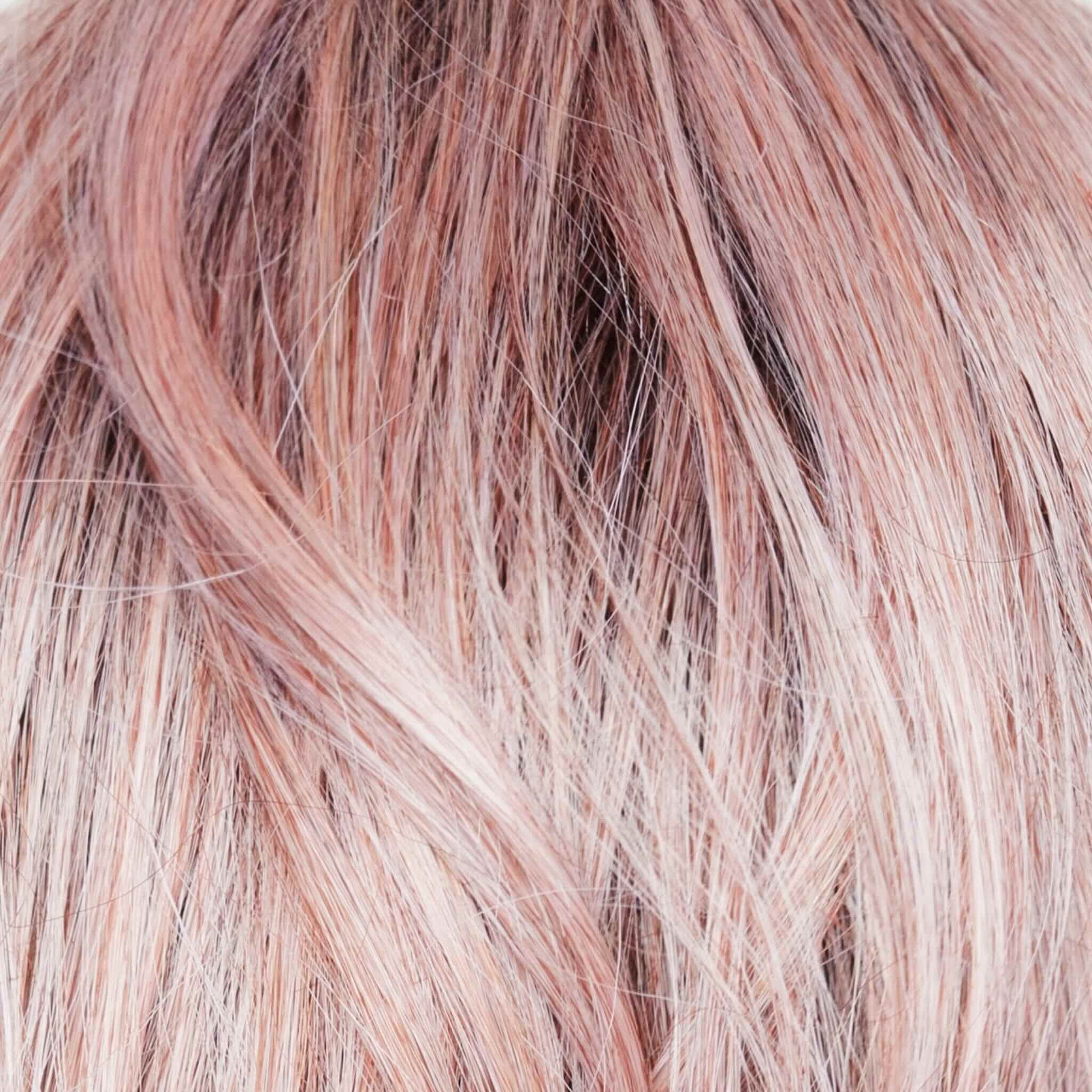 Watermelon-R  -  A rich pastel pink base with subtle soft reddish tone. The root is soft dark brown for a natural finish. It's a head-turner, that's for sure!