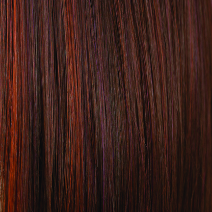 Cherry Cola  -  A rich mahogany color, with depth and shine and tastefully placed highlights of cherry and ruby rouge.