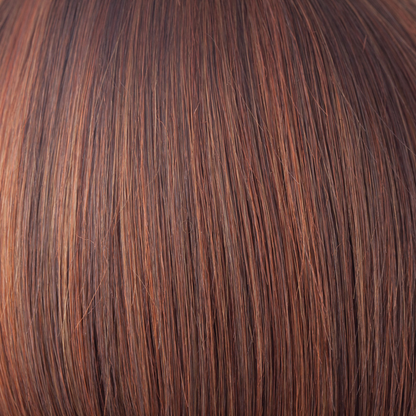 NM Chestnut  -  To make this color we have blended a multitude of medium brown red to make an unrivaled chestnut. Chesnut has a subtle twist of color blending slightly lighter towards the ends. It is understated, natural and complements all skin tones.
