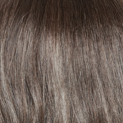 NM Truffle Brown-LR  -  A long rooted neutral medium-brown tone, softly blended with light ash blond. The long root creates a very subtle ombre effect.