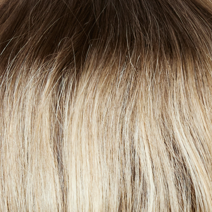 Spring Honey-LR  -  A natural regrowth with a medium gold honey brown root combined with a mixture of white blonde highlights and strawberry blonds. 